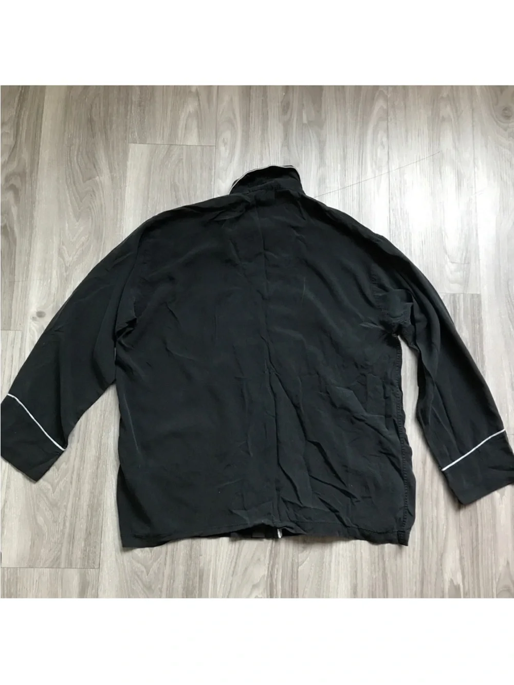 SAKS FIFTH AVE BLACK SILK PJ SHIRT MENS XL